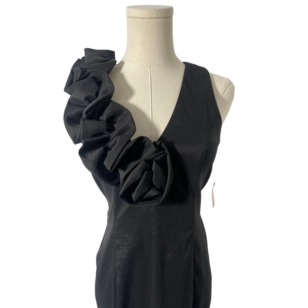 Black Ruffle Shoulder Wedding guest dress SMALL NEW